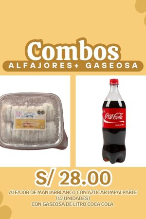 ALFAJOR DE MANJARBLANCO CON AZUCAR IMPALPABLE (12 UNIDADES) CON GASEOSA DE LITRO COCA COLA